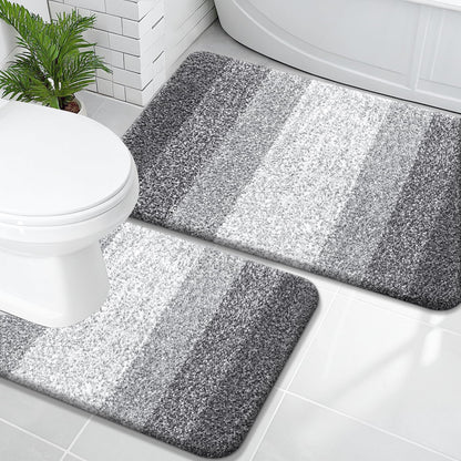 OLANLY Micorfiber Bathroom Rug Set 2 Piece, Soft Absorbent Bath Mats, Grey
