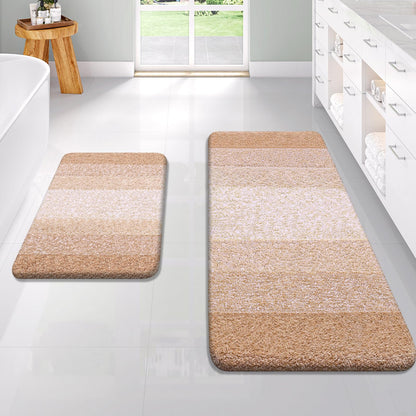 OLANLY Micorfiber Bathroom Rug Set 2 Piece, Soft Absorbent Bath Mats, Grey