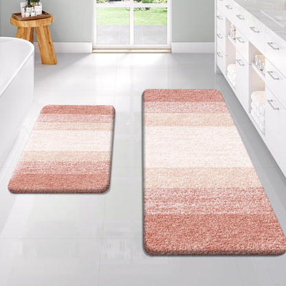 OLANLY Micorfiber Bathroom Rug Set 2 Piece, Soft Absorbent Bath Mats, Grey