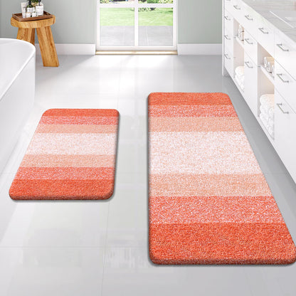 OLANLY Micorfiber Bathroom Rug Set 2 Piece, Soft Absorbent Bath Mats, Grey