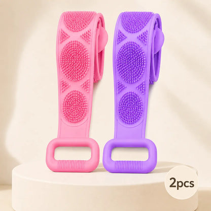 1-Piece Lightweight Silicone Bath Brush - Double-Sided Back Scrubbing Tool with Mesh Sponge, Long Body Cleaning Brush Strap, Soft Bristles & Handles for Gentle Exfoliation (Indoor Recreation Self-Care Accessory),back to school,back to school haul,sohochic