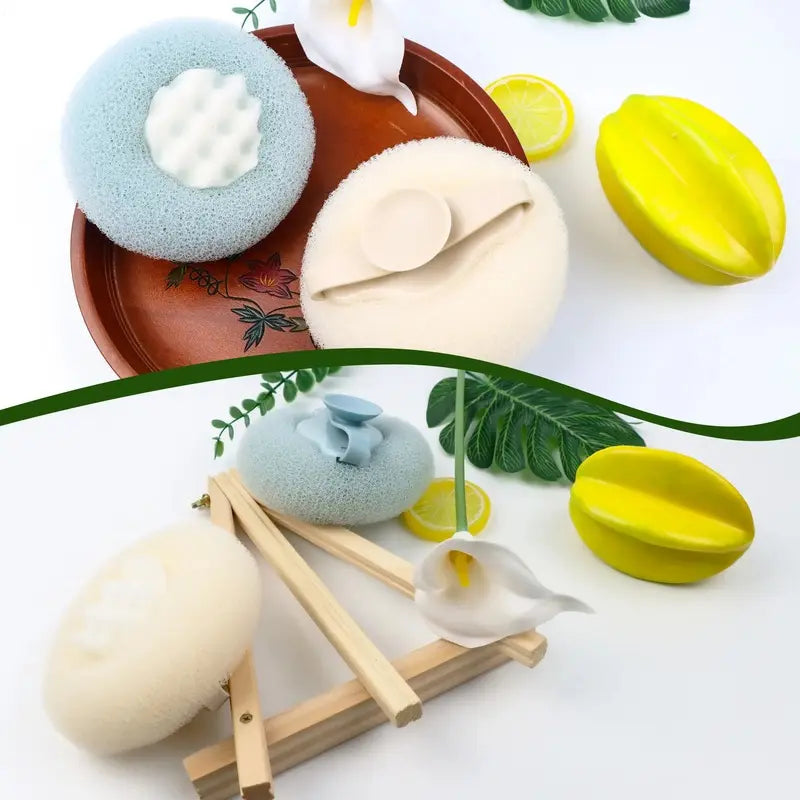 2 Counts Bath Sponge Body Brush,Bath Loofah Sponge Brush to Scrub,Exfoliating Body Scrubber Mesh Balls, The Body and Enjoy The Shower-Random Colors