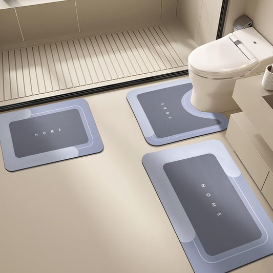3pcs Soft Diatomaceous Earth Bath Mat, Bathroom, Kitchen, Laundry Room/ Indoor Use Non-Slip Absorbent Polyester Floor Mats, Bathroom Mats|Fashion Mats|Polyester Mats, Bathroom Mats, Create Your Own Style/ Clean, Easy to Clean