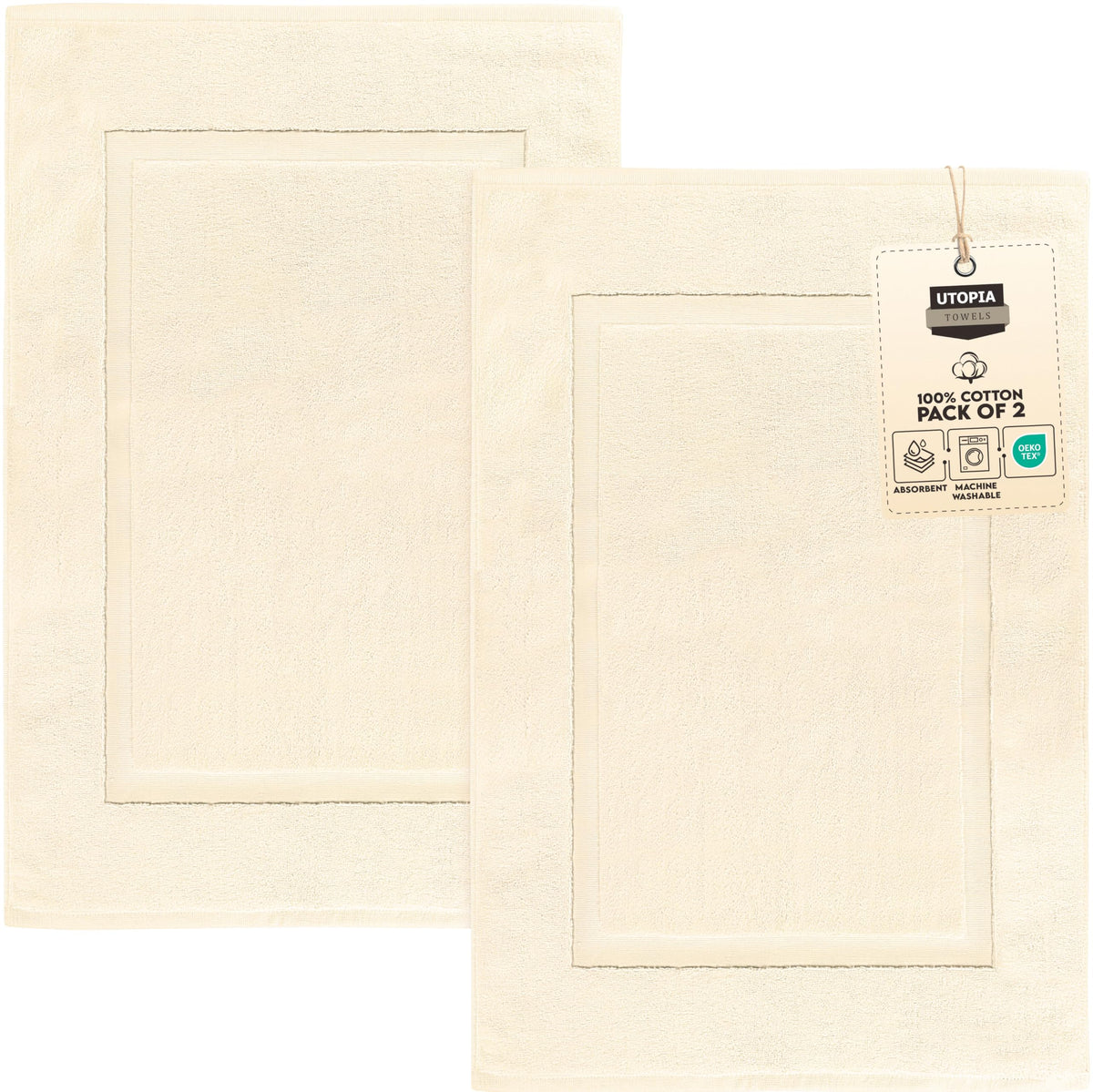 Utopia Towels Cotton Bath Mat, 21x34 in, 2 Pack, Grey