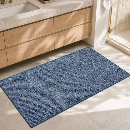 Chenille Bath Mat Non Slip Absorbent Quick Dry Bathroom Mat 17"x24", Beige