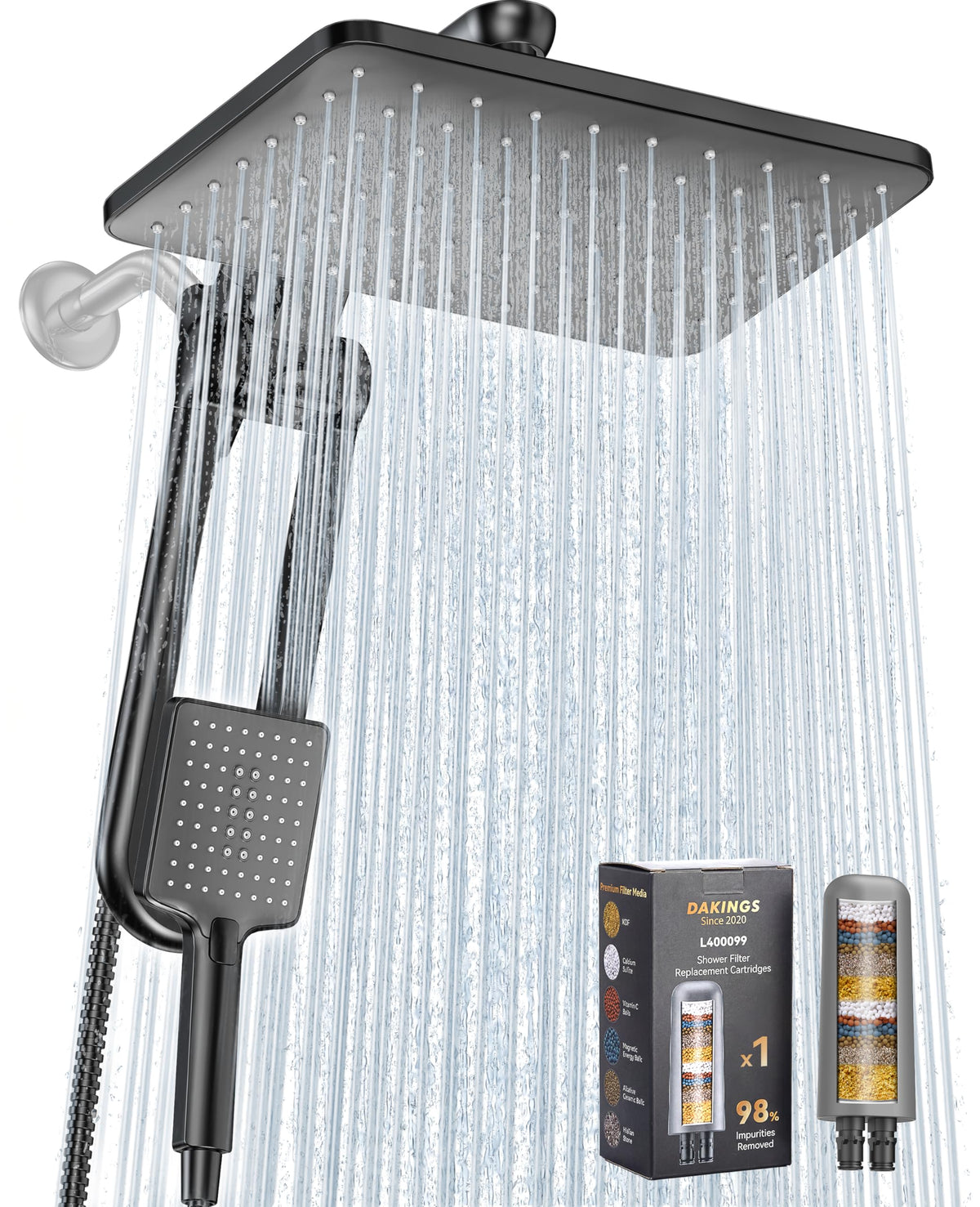 Dual Filtered Rainfall Handheld Showerhead Spray Combo for Bathroom