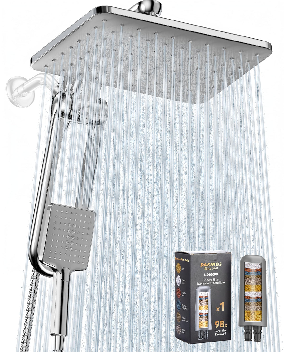 Dual Filtered Rainfall Handheld Showerhead Spray Combo for Bathroom