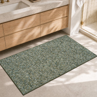 Chenille Bath Mat Non Slip Absorbent Quick Dry Bathroom Mat 17"x24", Beige
