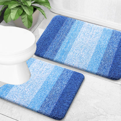 OLANLY Micorfiber Bathroom Rug Set 2 Piece, Soft Absorbent Bath Mats, Grey
