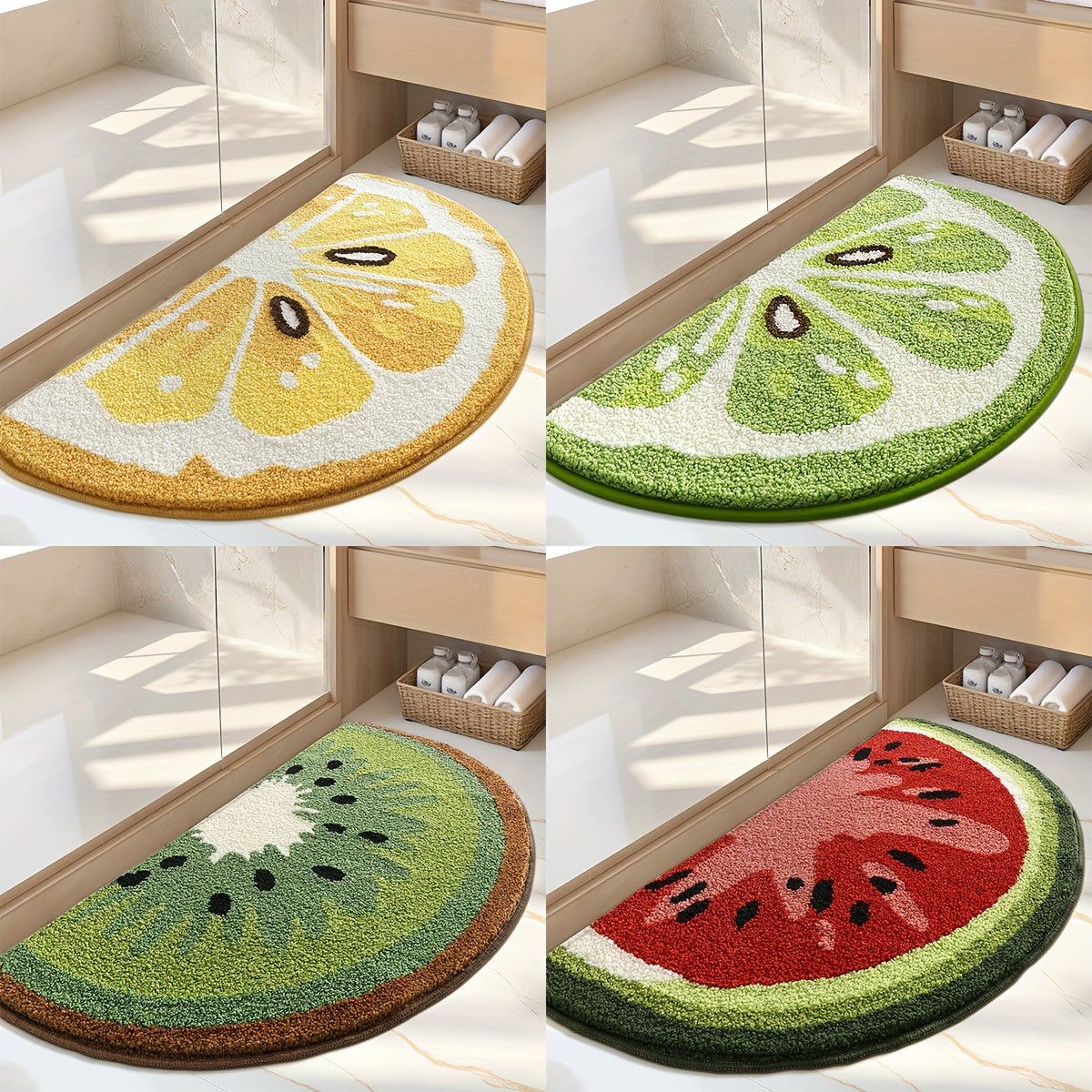 1pc Bathroom Rug Mat, Extra Soft Absorbent Premium Bath Rug Fruit Series, Non-Slip Comfortable Bath Mat for Bathroom Floor, Sink, Bathtub, Shower Room, Christmas Decoration Christmas Gift