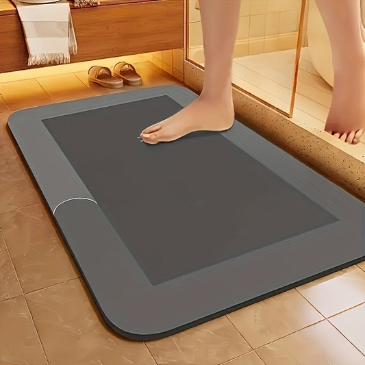Super Absorbent Diatomite Bath Mat Suitable for Bathroom, Shower, Kitchen Floor - Quick-Dry Non-Slip Soft Diatomite Mud Floor with PVC Backing, Machine Washable Bath Mat Suitable for Doorstep, Laundry Room, Bedroom, Modern Bath Decor