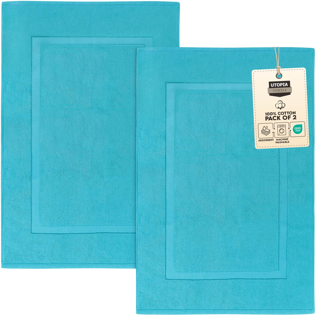 Utopia Towels Cotton Bath Mat, 21x34 in, 2 Pack, Grey