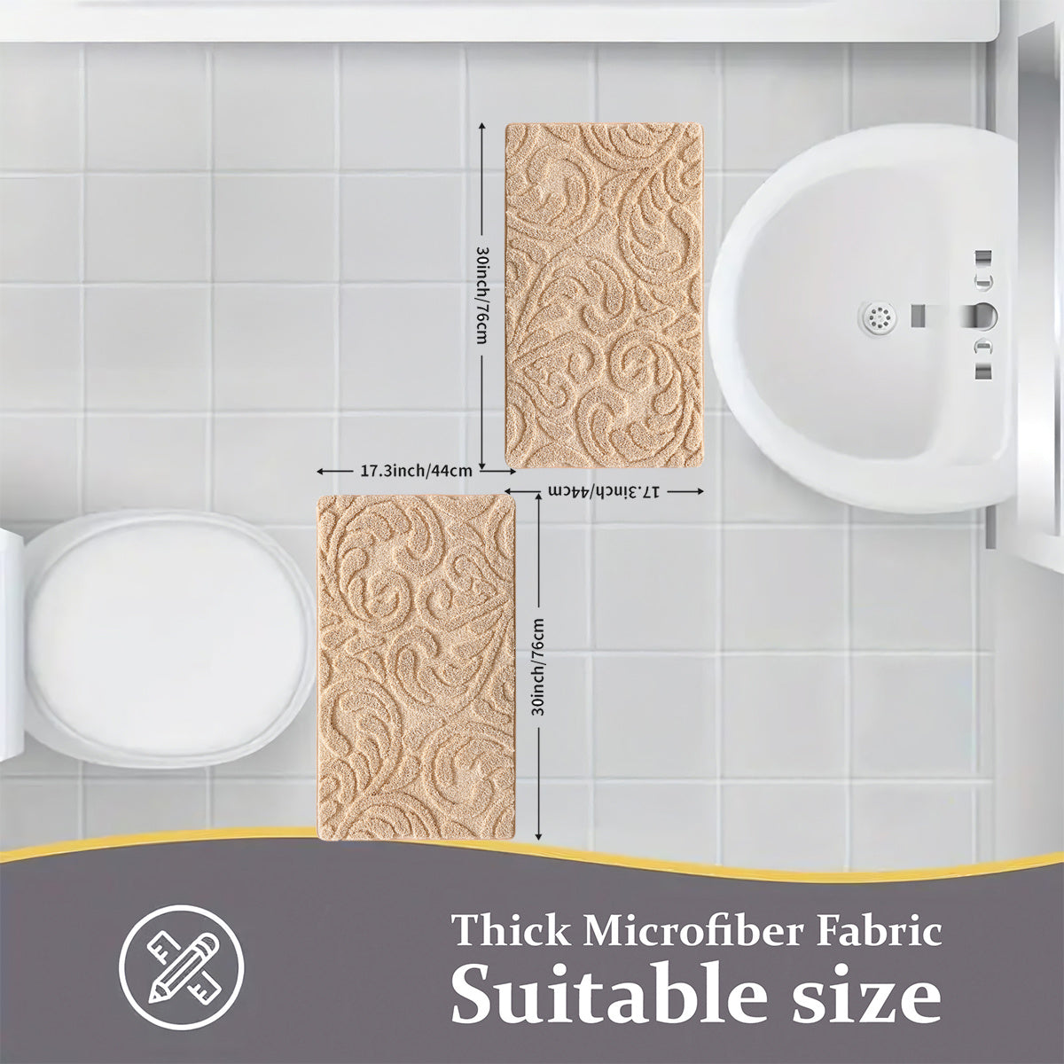 2/ 3pcs Bathroom Rugs/ Bath Mats. Soft And Absorbent Premium Bath Rug. Floral Bathroom Floor Mat Set. Cost-Effective. Bathroom Additions. Apartment Decor Bathroom Decor Home Decor