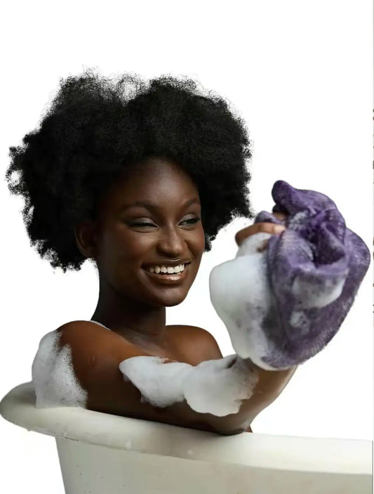 African Net Sponge Bath Accessory - Ethically Sourced from Nigeria, Authentic Body Scrubber Exfoliating Tool, Porous, Hygiene-Focused, Quick-Drying, #SohoChic Beauty