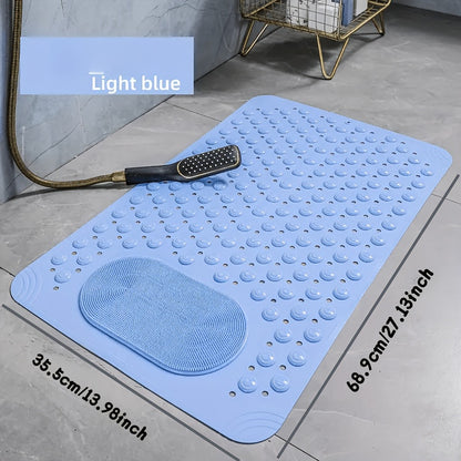 Non-Slip PVC Bath Mat with Massage Nodes - Turquoise Blue & White Polka Dot Shower Mat, 0.35" Thick Soft, -Skid Bathroom for,, Handwashable Durable Mat for Bathtub Safety Accessories
