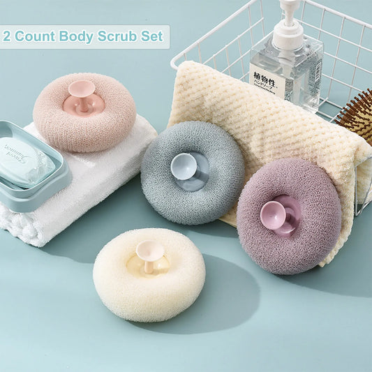 Sunflower Bath Ball 2 Counts, 2-in-1 Sunflower Suction Cup Bath Ball, Super Soft Exfoliating Bath Sponge Body Brush, Shower Loofah Sponge