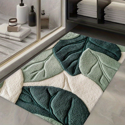 [ Product] Leaf Pattern Mat 850G/M2 Machine Washable Non-Slip Carpet Material Living Room/Bathroom/Bedroom/Camping/Picnic/Yoga Universal Natural Fresh/Design Outdoor Indoor Dual Use Mat | Pad Ins Style
