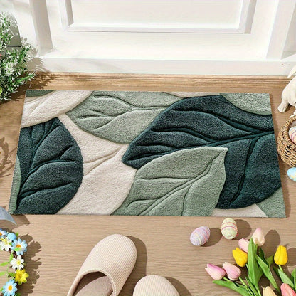 [ Product] Leaf Pattern Mat 850G/M2 Machine Washable Non-Slip Carpet Material Living Room/Bathroom/Bedroom/Camping/Picnic/Yoga Universal Natural Fresh/Design Outdoor Indoor Dual Use Mat | Pad Ins Style