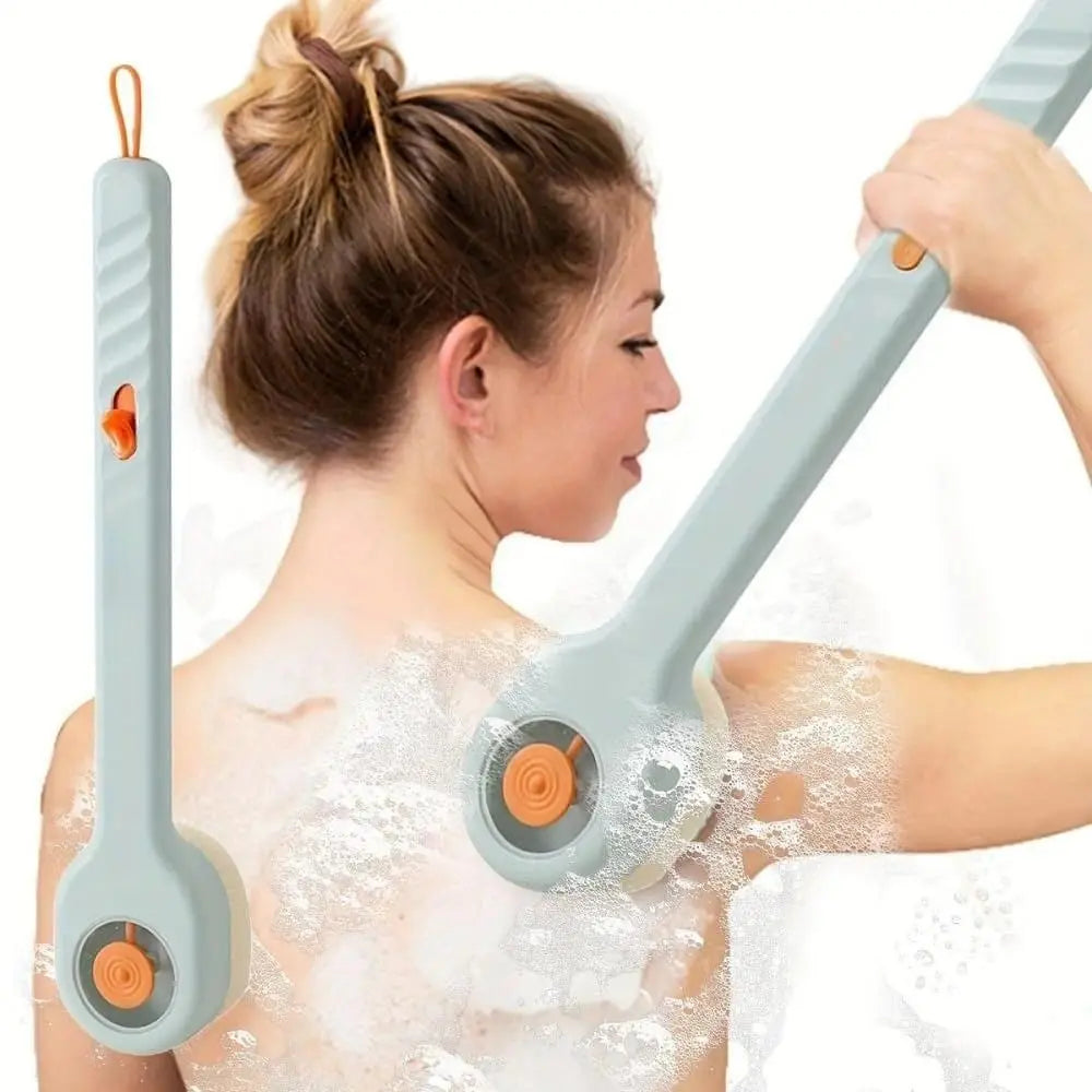 2-in-1 Plastic Body Care Tool Shower Brush - Long Handle Soft Bristle, Easy-to-Fill Press Button Soap Dispenser, Body Skin Scrubber for Back Massage, Relaxing Exfoliation Deep Clean, Reduces Mess Home Spa Gift for Men, All Skin Types,sohochic
