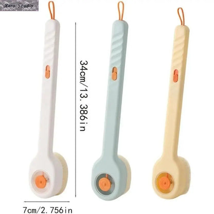 2-in-1 Plastic Body Care Tool Shower Brush - Long Handle Soft Bristle, Easy-to-Fill Press Button Soap Dispenser, Body Skin Scrubber for Back Massage, Relaxing Exfoliation Deep Clean, Reduces Mess Home Spa Gift for Men, All Skin Types,sohochic