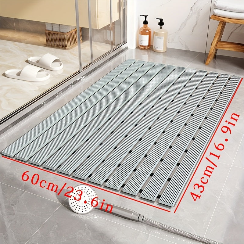 1pc of Dongyang brand Christmas PVC anti slip bathroom mat, bathroom mat with rubber backing and drainage holes, soft shower mat, suitable for bathtub, shower floor mat, bathroom mat, simple and stylish bathroom decoration mat, 16.9 * 23.6 inches, Best fo