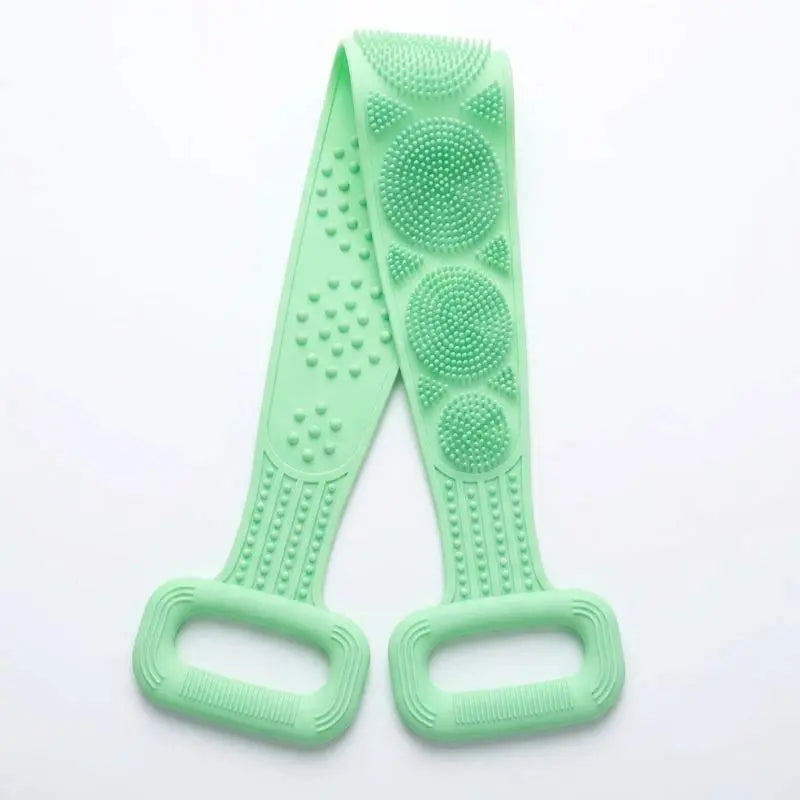 Food-Grade Silicone Exfoliating Shower Back Brush, Unisex Body Care Tool with Adjustable Bath Strap, Grip Handles, Fast-Drying Waterproof Design for Deep Cleansing, Simple Pattern Accessories, 2 Sizes