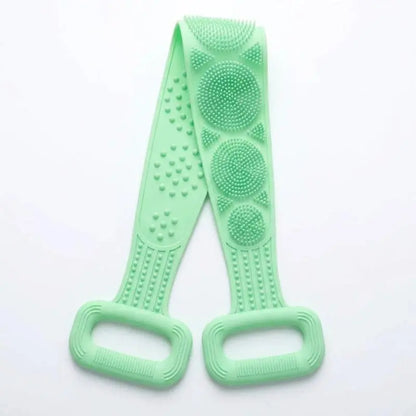 Food-Grade Silicone Exfoliating Shower Back Brush, Unisex Body Care Tool with Adjustable Bath Strap, Grip Handles, Fast-Drying Waterproof Design for Deep Cleansing, Simple Pattern Accessories, 2 Sizes