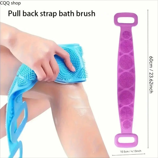 1-2 PCS Silicone Body Exfoliating Bath Set, Back Scrubber Strap with Bath Sponge Massage Brush, Double-Sides Deep Cleanse Shower Accessory for Skin Care,sohochic