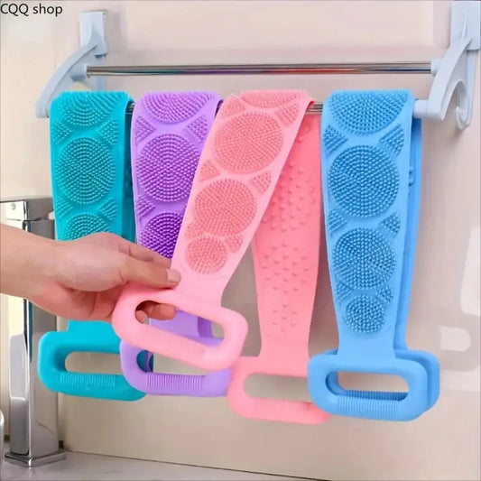 1-2 PCS Silicone Body Exfoliating Bath Set, Back Scrubber Strap with Bath Sponge Massage Brush, Double-Sides Deep Cleanse Shower Accessory for Skin Care,sohochic