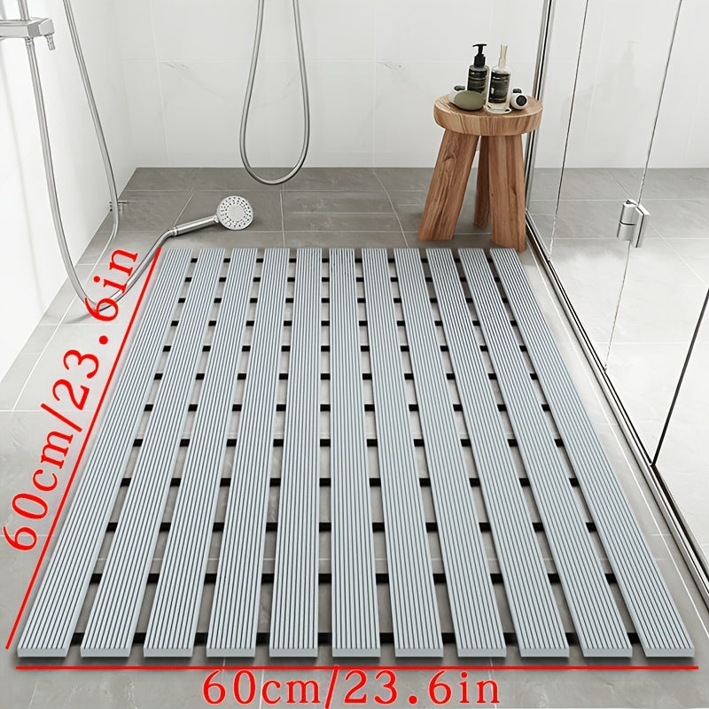 1pc of Dongyang brand Christmas PVC anti slip bathroom mat, bathroom mat with rubber backing and drainage holes, soft shower mat, suitable for bathtub, shower floor mat, bathroom mat, simple and stylish bathroom decoration mat, 16.9 * 23.6 inches, Best fo