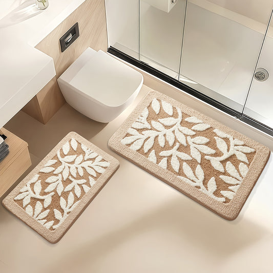 2/ 3pcs Bathroom Rugs/ Bath Mats. Soft And Absorbent Premium Bath Rug. Floral Bathroom Floor Mat Set. Cost-Effective. Bathroom Additions. Apartment Decor Bathroom Decor Home Decor