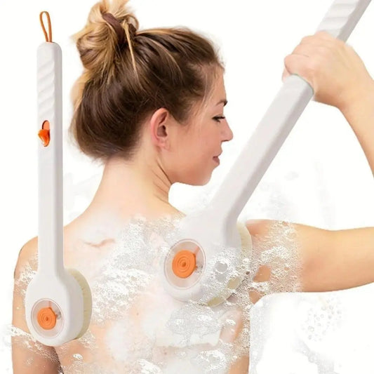2-in-1 Plastic Body Care Tool Shower Brush - Long Handle Soft Bristle, Easy-to-Fill Press Button Soap Dispenser, Body Skin Scrubber for Back Massage, Relaxing Exfoliation Deep Clean, Reduces Mess Home Spa Gift for Men, All Skin Types,sohochic