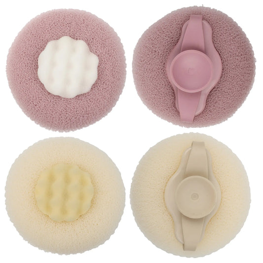2-Piece Set Personal Round Sunflower Suction Cup Bath Ball, Super Soft Exfoliating Bath Sponge Body Brush Shower Loofah Exfoliating Mitt, Deep Oil Removal, Random Colors,sohochic