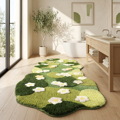 1pc Green Moss Tufted Bathroom Rug Fluffy Bath Mat, Extra Soft Absorbent Premium Bath Rug, Non-Slip Comfortable Bathroom Mat for Bathroom Floor, Sink, Bathtub, Shower Room, Home Decor, Christmas Decoration Christmas Gift