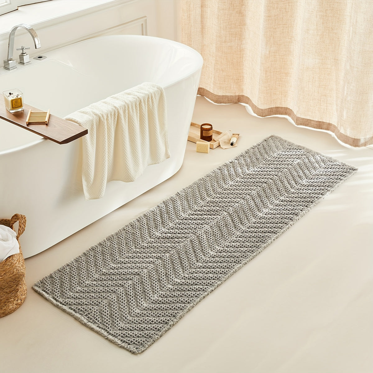 Upgraded Waffle Bath Mat - Super Absorbent, Non-Slip, Machine Washable Bathroom Rugs with Quick Dry & Ultra Soft Design, Boho Farmhouse Decor, Rubber Backed for Safety, Bath Rug for Bathroom Rug, Kitchen Room, Bedroom, Laundryroom
