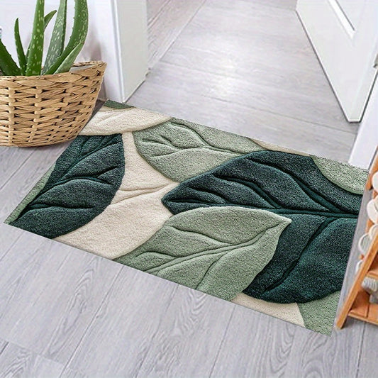 [ Product] Leaf Pattern Mat 850G/M2 Machine Washable Non-Slip Carpet Material Living Room/Bathroom/Bedroom/Camping/Picnic/Yoga Universal Natural Fresh/Design Outdoor Indoor Dual Use Mat | Pad Ins Style