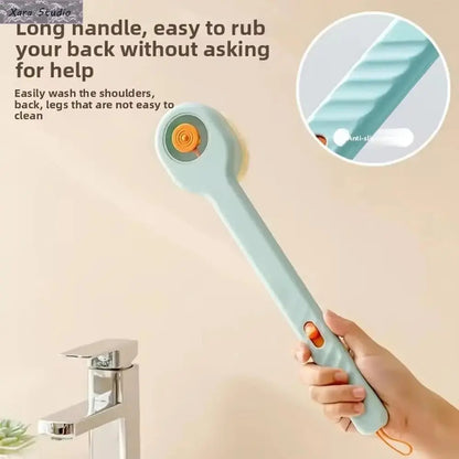 2-in-1 Plastic Body Care Tool Shower Brush - Long Handle Soft Bristle, Easy-to-Fill Press Button Soap Dispenser, Body Skin Scrubber for Back Massage, Relaxing Exfoliation Deep Clean, Reduces Mess Home Spa Gift for Men, All Skin Types,sohochic